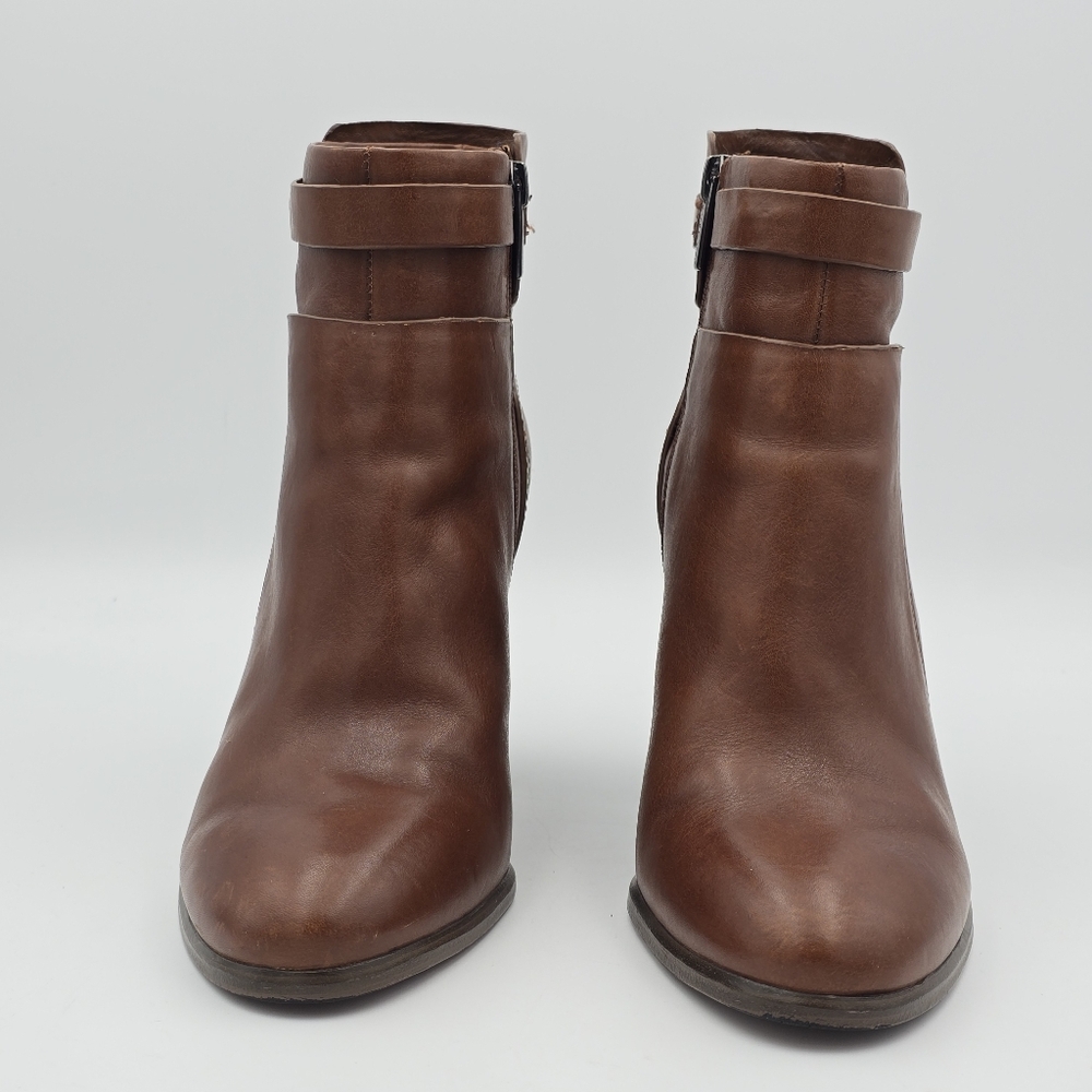 Like-New Vince Camuto Faythe Layered Heeled Ankle Booties, Brown, Women's 7.5M - Picture 3 of 16